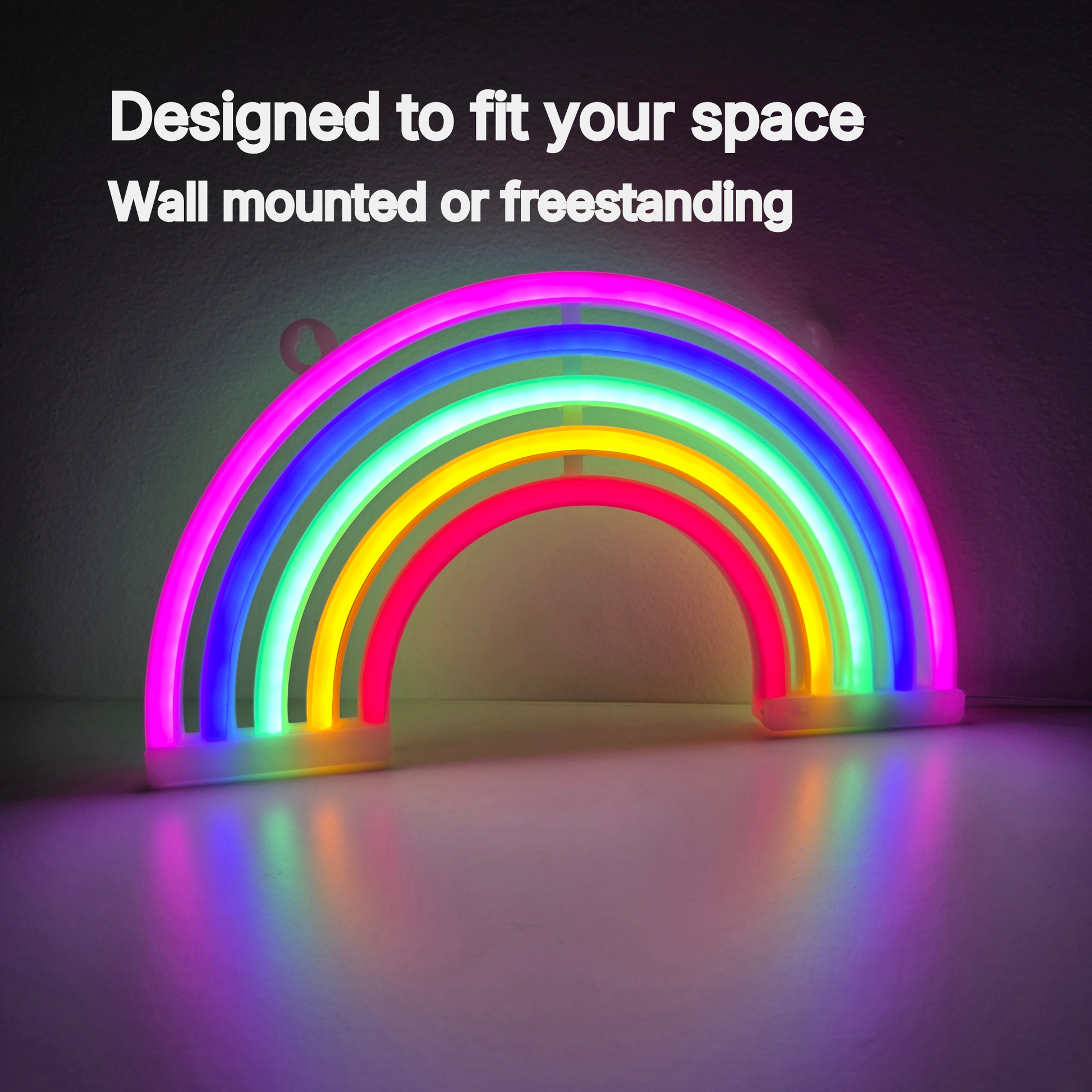 VibraGlow rainbow LED lamp designed for wall mounting or tabletop use