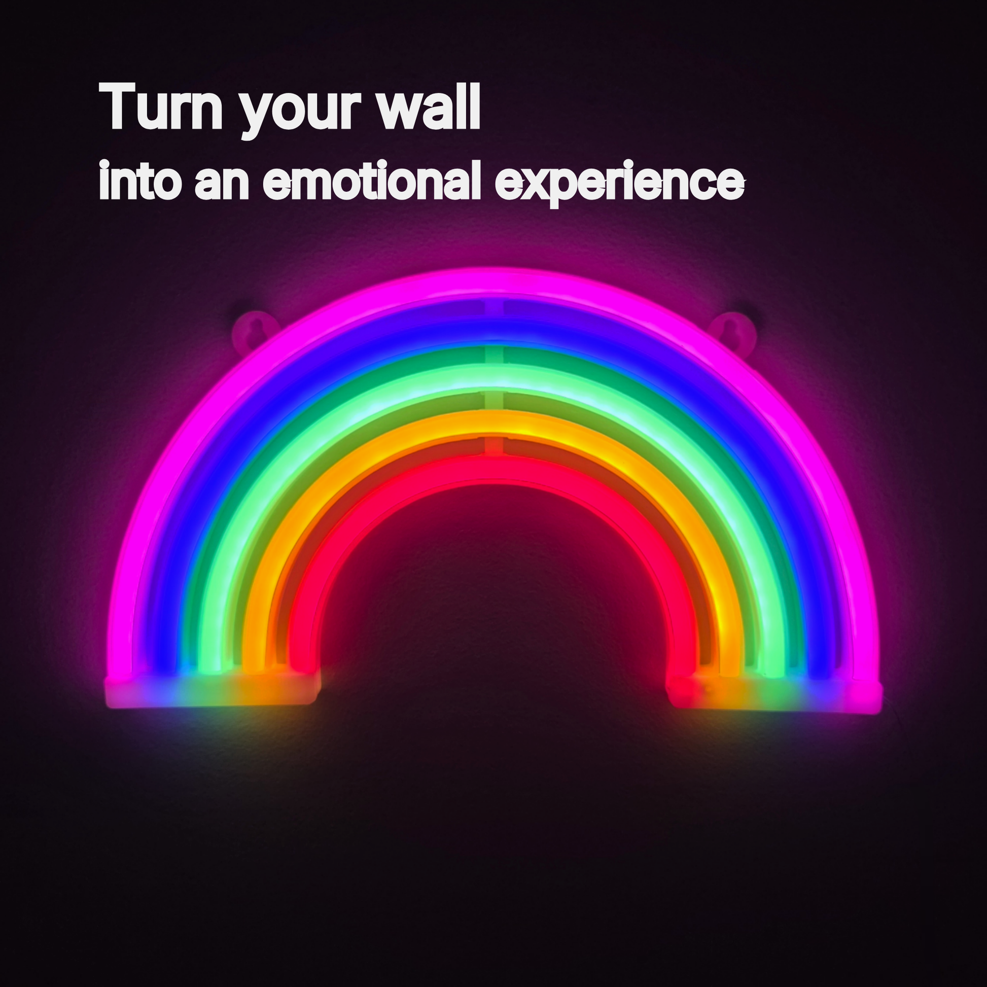 VibraGlow rainbow LED wall light creating an emotional atmosphere